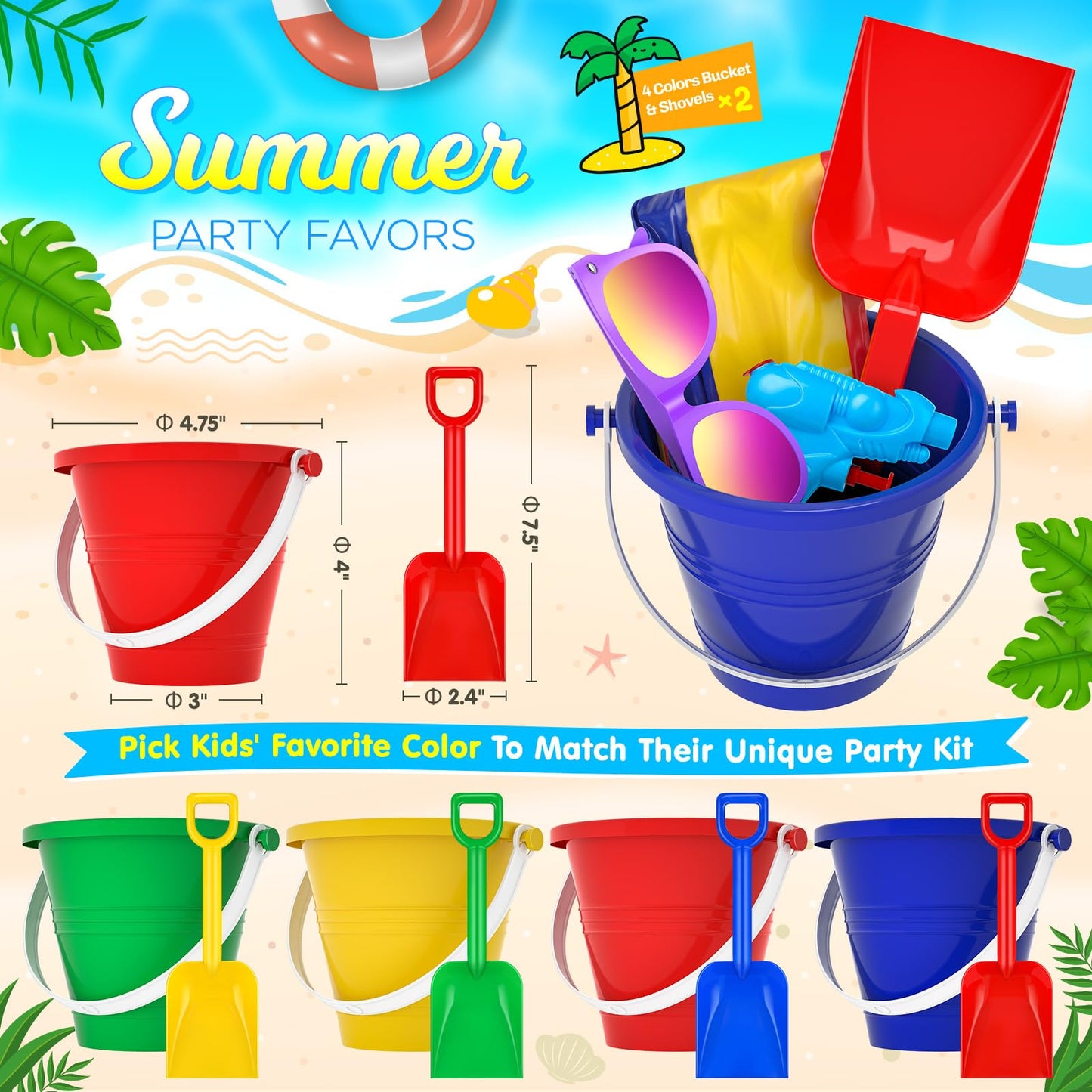 GIFTINBOX Pool Party Favors Beach Party Favors - Pool Toys For Kids Ages 3 4 5 6 7 8 Beach Balls Bulk, Kids Sunglasses, Bubble Wands, Summer Toys for Party Supplies Birthday
