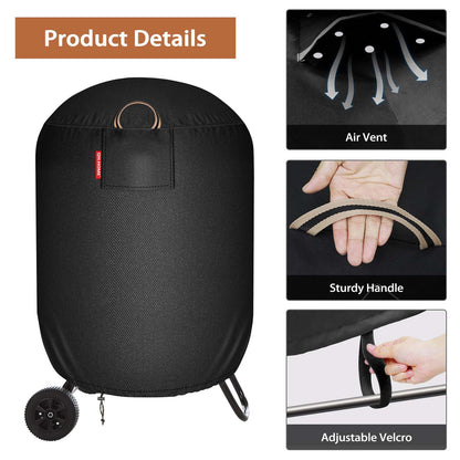 [2026 Upgraded 900D Fabric] Tall Fire Pit Cover Round for Firesense 01471 Fire Pit, 30"D x 44"H Wood Burning Chiminea Cover, 900D Heavy Duty Waterproof Fabric Charcoal Kettle Grill Cover-Black