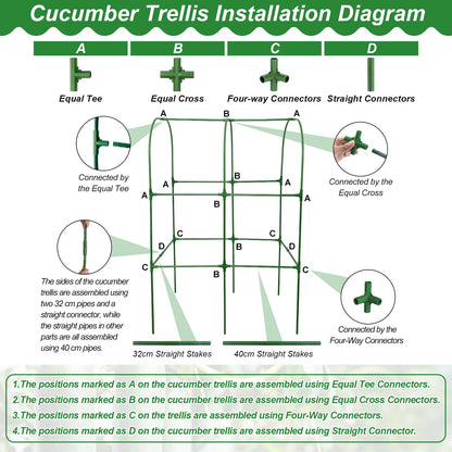 Cucumber Trellis for Raised Bed 50 x 34 Inch U-Shape Garden Trellis for Climbing Plants Outdoors Metal Garden Cucumbers Arch Trellis, Cucumber Plant Support for Tomato, Pea, Zucchini, Vine Flower