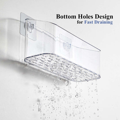 Eunion Bath Toy Storage Organizer, Bathtub Toy Storage Holder, Large Capacity Wall Mounted Shower Caddy Shower Organizer, No Drill Shelves Basket, Clear White, 2 Pack
