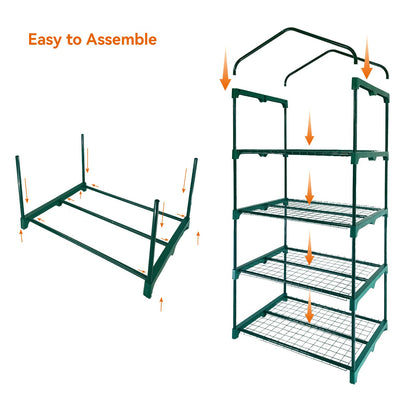 Mini Greenhouse for Outdoor Indoor,4 Tier Small Portable Green Houses with Improved PE Cover,Roll-up Zipper Warm House,Grow House for Seedling and Plant Growing (64x27x20inch),Green