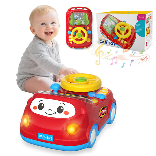 DADAPALS Toddler Toys for Ages 1-2 Boy - Push Car Racing Adventure Steering Wheel Driving Games,nteractive Learning Educational Christmas Birthday Gift for Kids Age 1 2 3(Red)