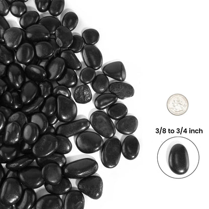 StoneCreek River Rocks, Decorative Garden Stones for Plant Landscaping, Polished Gravel Filler Pebbles for Home Decoration, Vases, Succulents, Flower Beds (6 LBS, Black, Medium)