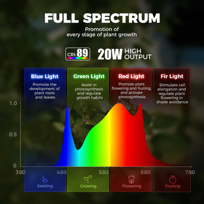 Barrina Standing Grow Light for Indoor Plants, 20W 2FT Desk LED Plant Light, Hanging and Standing, Table Top Full Spectrum Vertical Grow Lights with Stand and On/Off Switch, Ideal for Plants Growth