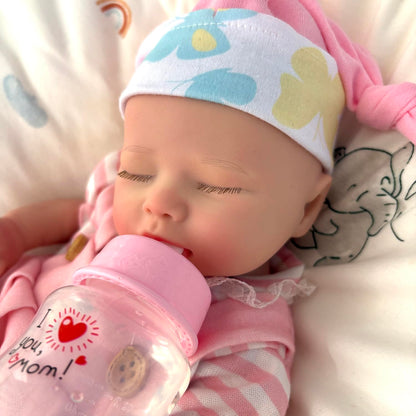 AMZBB 13 Inch Silicone Baby Doll Girl – Drink & Wet Reborn Baby Doll Silicone Full Body with Clothes & Feeding Set