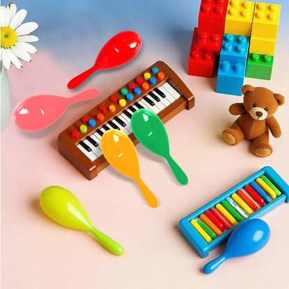 CONEHOY 150 Pcs 4 Inch Mini Maracas Plastic Noisemaker Musical Instruments Neon Maracas Shakers for Kids Birthday Party Classroom Mexican Fiesta Cinco De Mayo Party Favors