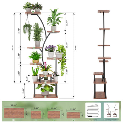Plant Stand Indoor with Grow Lights,62" Tall 8-Tier Metal Corner Shelf,Multiple Plant Rack for Living Room,Full Spectrum LED Light for Optimal Growth-Space Saving Design,Sturdy & Easy Assembly