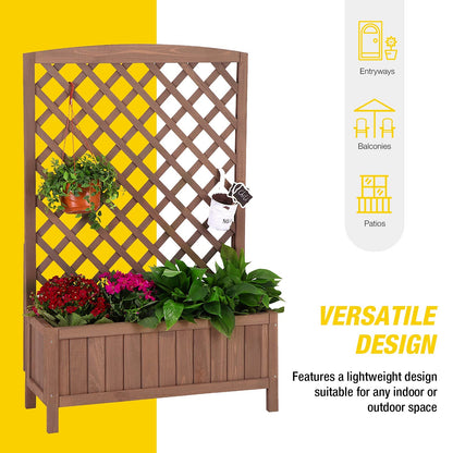 Garden Planter Box with Trellis Raised Garden Bed Outdoor for Climbing Plants, Flowers, High Capacity