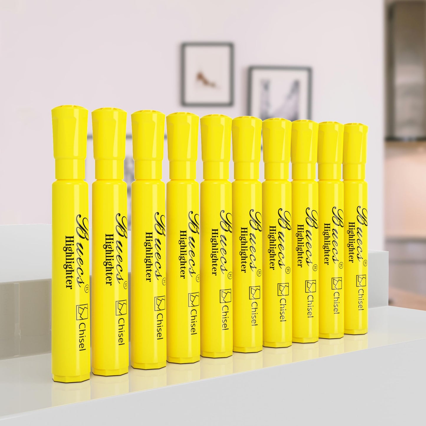 Buecs Highlighters Bulk Pack, 96 Count, Chisel Tip,Fluorescent Yellow, suitable for Adults Highlighting Planner Notes, Office School Supplies