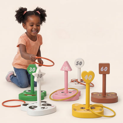 Animal Ring Toss Game Toy Set for Kids, 6 Targets Stands & 36 Rings Combo, Indoor Outdoor Party Yard Family Adults Activity, Holiday Present Birthday Gift for Toddlers Boys Girls Child Ages 3+