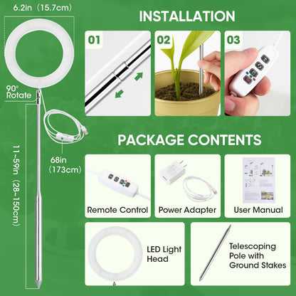 PlantaPulse Grow Lights for Indoor Plants, 72 LED 6500K Full Spectrum, 59in Tall Plant Light, 3 Color Grow Lamp with Rotating Gooseneck, 8/12/16H Timer, 10 Brightness Levels, Height Adjustable