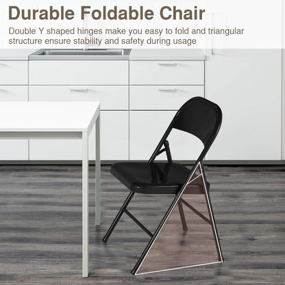 VECELO Metal Folding Chairs 4 Pack, Double Hinged Steel Frame Easy Foldable&Stackable for Office Kitchen Dinning Wedding Patio and Garden