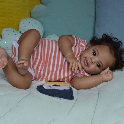 kgniess me Lifelike Reborn Baby Dolls Black Girls Anthony Reborn Doll Girls 21-Inch Soft Body Realistic African American Newborn Baby Doll Real Life Baby Dolls Gift Box Toys for Kids Age 3+