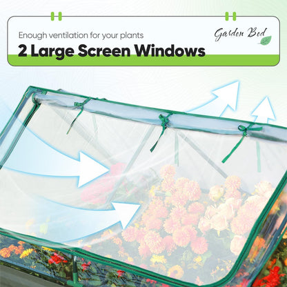 Quictent Raised Garden Bed Galvanized Raised Beds for Gardening Vegetables with Cover 6x3x2 ft Tall Metal Planter Box Outdoor Use (Clear)