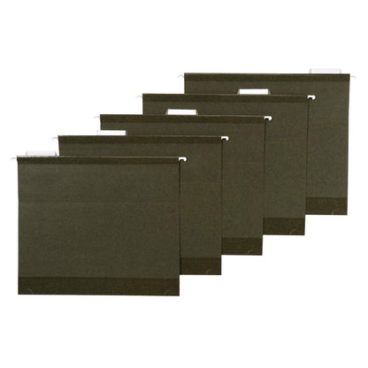 Amazon Basics Hanging File Folders, Letter Size, Standard Green, 1/5-Cut Adjustable Tabs, Reinforced Extra Capacity for Bulky Files, 25 Per Box