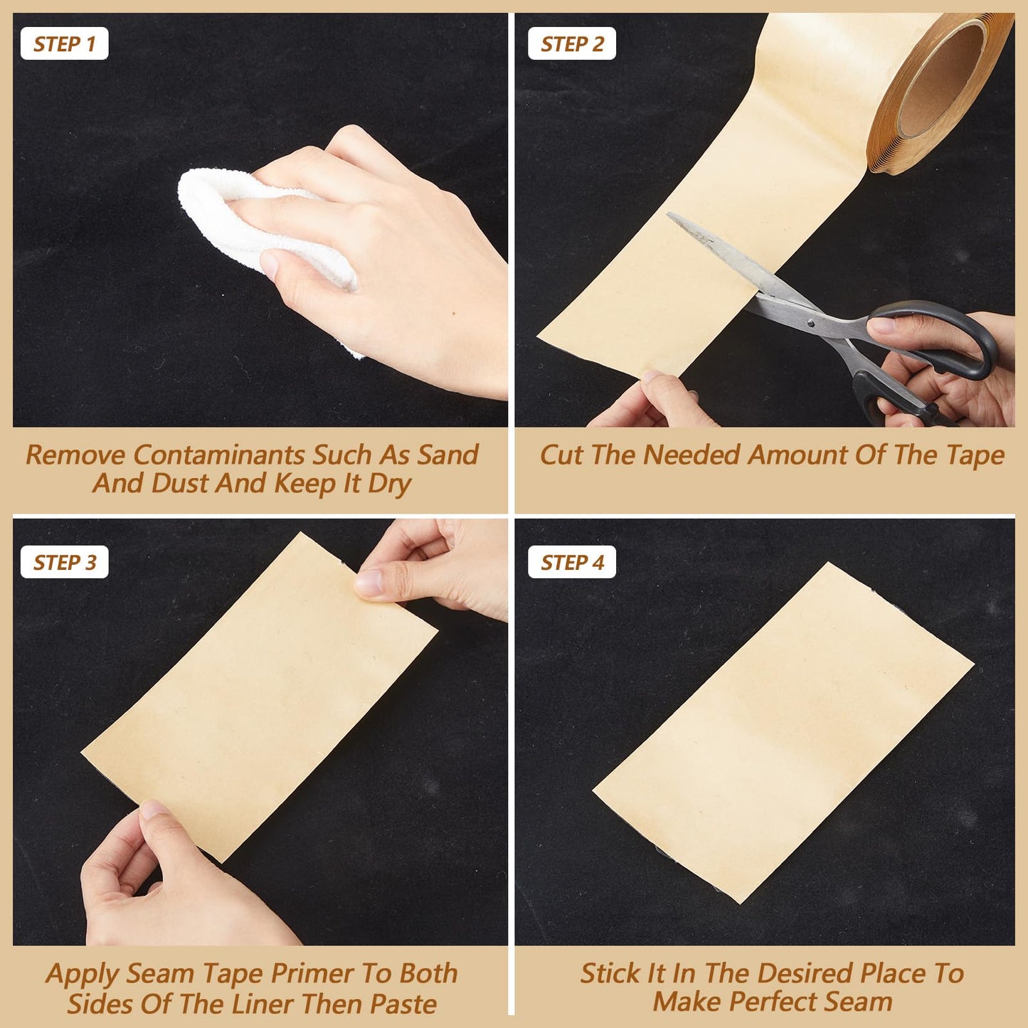 Mooliwe 2 Pcs Pond Liner Seam Tape 3" x 25' Self Adhesive Double Sided Butyl Pond Seam Tape Liner Repair Tape Butyl Adhesive Sealer for EPDM Pond Liner Patch Cover Pond Garden