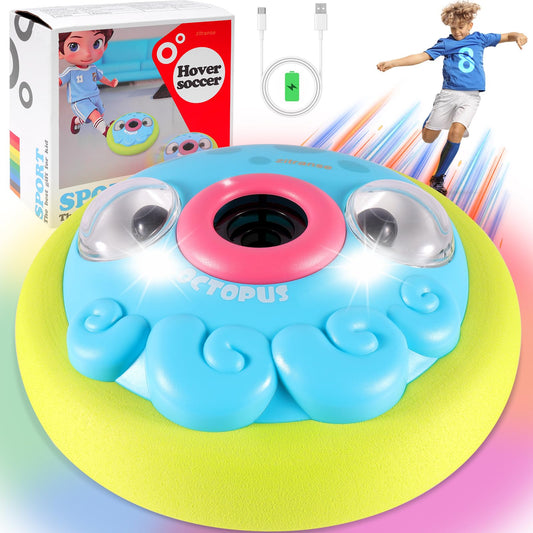 Hover Soccer Ball for Kids,Rechargeable Air Floating Football,LED Lights,Soft Foam Bumpers,Octopus,Christmas Birthday Gifts,Indoor Outdoor Toy Games for Boys girls Age 3+4,5,7,9,10,11 Year Old,6-8-12