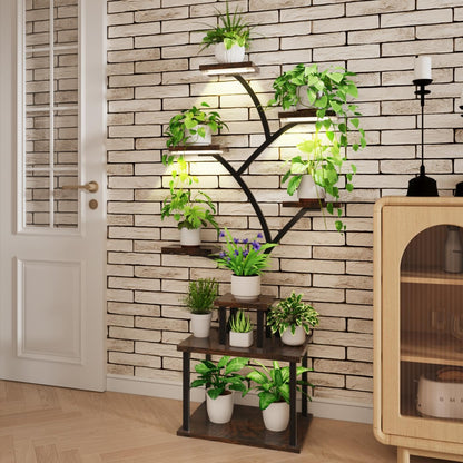 lilarofu Plant Stand Indoor with Grow Lights - 8 Tiered Tall Indoor Plant Display Shelf, 61" Corner Indoor Plants Rack, Metal Plant Flower Holder for Living Room, Patio, Balcony (Black)