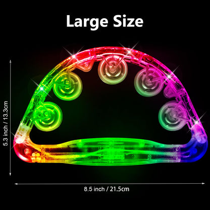 Light Up Tambourines for Adults, Sensory Toys for Kids with Autism，Musical gifts and Karaoke toys for special needs kids, Fun Neon Glow for Birthdays & Concerts (1 PCS)