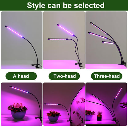 BS&S LED Grow Light,6000K Full Spectrum Clip Plant Growing Lamp with White Red LEDs for Indoor Plants,5-Level Dimmable,Auto On Off Timing 4 8 12Hrs (USB/20W)