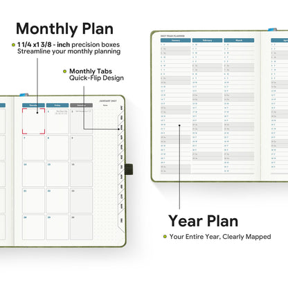 IN-LUXPRO 2026-2027 Weekly and Monthly Planner (July 2026–December 2027), 6.5"x8.5", Vertical Layout, 18 Months Agenda with Month Tabs & Pocket, Academic Calendar with Vegan Leather Cover,Caramel