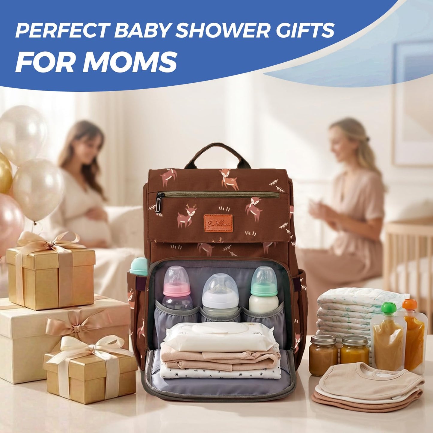 PILLANI Baby Diaper Bag Backpack - Large Bag for Boys & Girls, Waterproof Diaper Backpack - Travel Diaper Bags w/Changing Pad, Baby Registry Search & Shower Gifts - Essentials Must Haves Newborn Stuff
