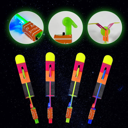 M.best 48Sets LED Outdoor Flying Toys Set, LED Flying Helicopter Toys for Kids with Flashing Lights, Flying Toy Outdoor Toys Glow in The Dark Party Supplies Party Favors for Kids 4-12