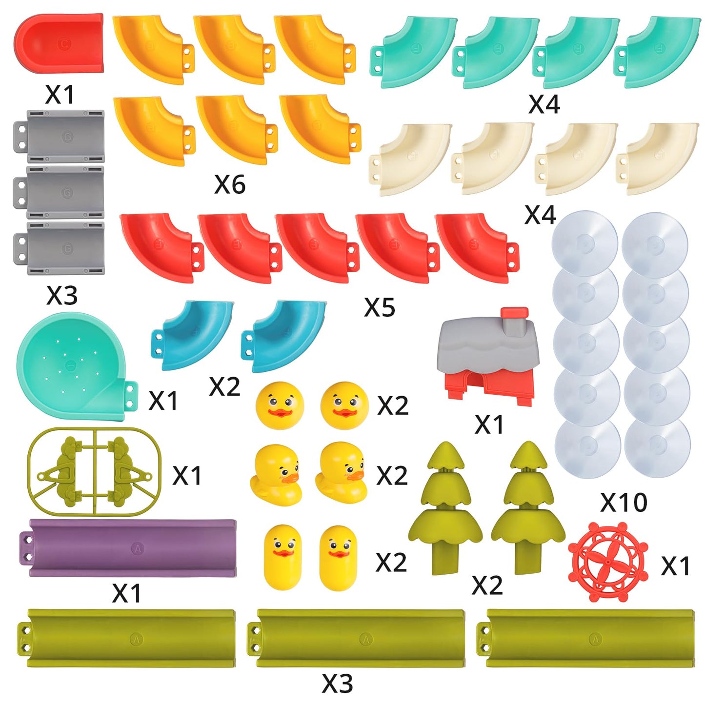 SOCBTNSO Duck Slide Toys, Bath Toys for Kids Ages 4-8, DIY Building Kit for Ages 5-7, Bathtub Time Birthday Gift for Toddler 3 + Year Old (51 PCS)