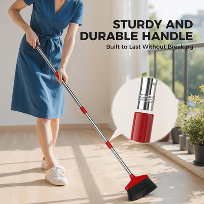 Handy Broom, Indoor/Outdoor Brooms, Duty Kitchen Broom, for Home Garage Kitchen Office Courtyard Lobby Patio Lawn Concrete (1, Red)