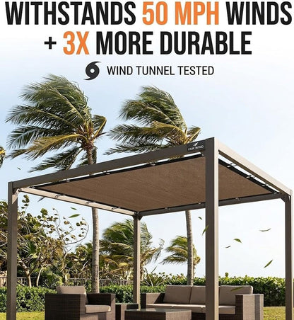 FAIR WIND 90% Sun Shade Cloth with Improved Grommets 6' x 10' Outdoor Sun Screen Fabric Cover for Patio Garden Pergola Canopy - Mocha