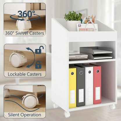 Permory 3-Tier Mobile Files Cabinet, Under Desk White Storage Organizer with Wheels for Home Office (White)