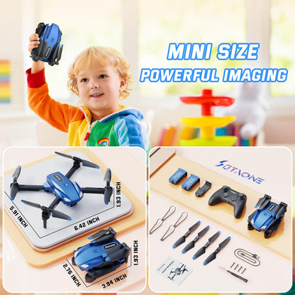 Drone for Kids with 1080P HD Camera - S350 Foldable Mini Drones Toys Christmas Birthday Gifts for Boys Girls, RC Helicopter Quadcopter with Altitude Hold, One Key Start, 3D Flips, 2 Batteries, Blue