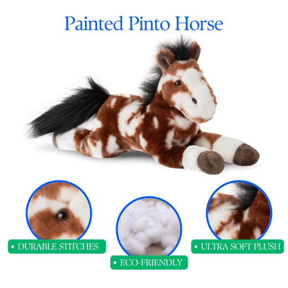 The Petting Zoo Floppy Painted Pinto Horse Stuffed Animal Plushie, Gifts for Kids, Wild Onez Barnyard Animals, Pinto Horse Plush Toy, 16 inches