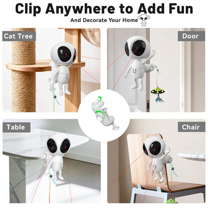 ORSDA Laser Cat Toys for Indoor Cats, 2 in 1 Interactive Automatic Dual Laser & Catnip UFO Dangler for Kitten Toys, Truly Random Trajectory Radar Motion-Activated, Rechargeable 4 Modes, Clamp Design