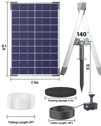 Biling Solar Water Pump for Bird Bath, 6.5W Solar Panel Kit Outdoor Solar Fountain with DIY 5ft Tubing for Small Ponds Garden and Pool