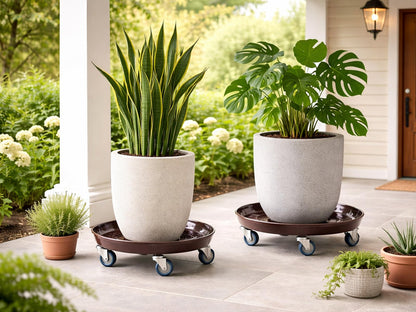 Planterhoma 3 Packs 16" Metal Plant Caddy with Wheels Extra-Large Rolling Plant Stand Heavy-Duty Plant Dolly with Casters Indoor Outdoor Wheeled Flower Pot Mover Rollers Garden Cart Trolley, Copper