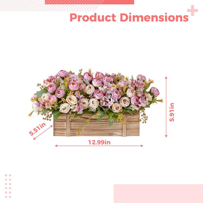 yeeplant 13 in Flowers in Wooden Box, Table Centerpiece