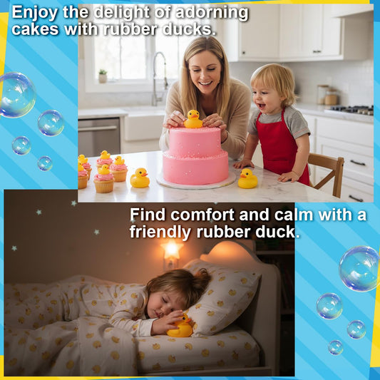 Rubber Yellow Duck,Waterproof No Hole No Squeak 5 Pcs 3.4 Inch No Bebe Noise Ducky Bath Pool Toy Without Hole for Kid Shower Bathtub Toy Birthday Party Decor Cake Topper in Bulk