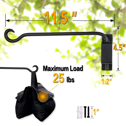 Qiang Ni Plant Hanger Outdoor: 12 Inch Bird Feeder Bracket for Garden Patio Decor - 2 PCS Swivel Adjustable Wall Mount Plant Hook for Hanging Flower Baskets