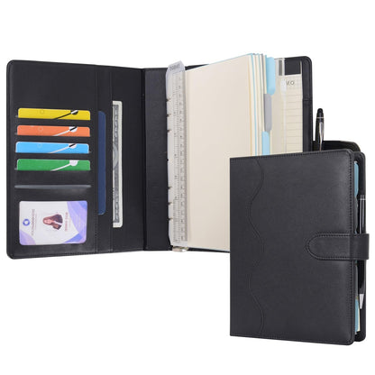 WASON A5 Binder PU Leather Journal Ring Portfolio Lined Notebook Refillable Paper Diary with Removable Clipboard Writing Notepad for Travel Business School Agenda Organizer (Black)