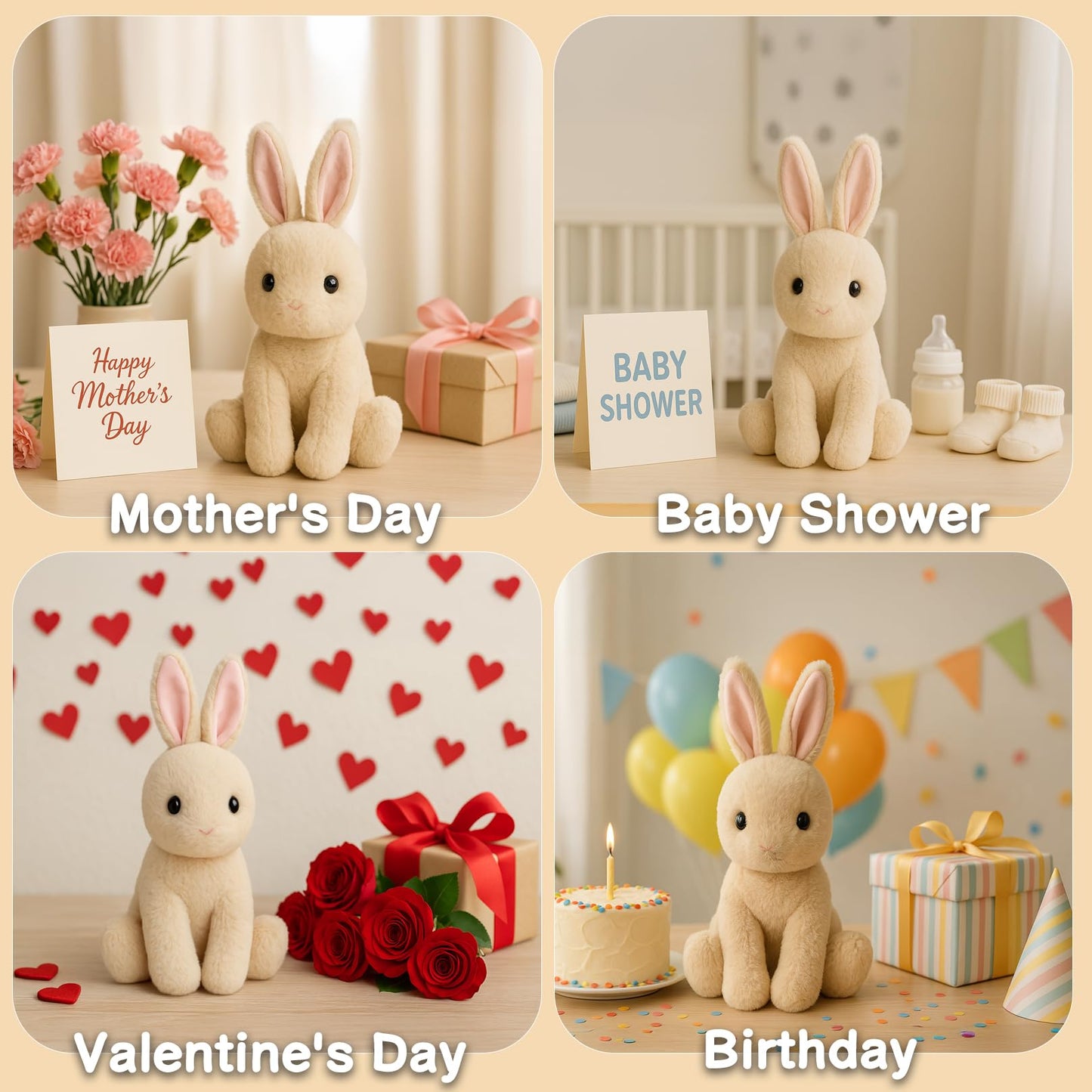 WEIGEDU 17.3-Inch Rabbit Bunny Stuffed Animal Plush Toy for Kids, Boys, Girls, Babies - Perfect Birthday, Easter, and Christmas Bedtime Gift