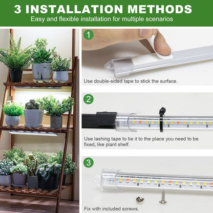 Kullsinss Grow Lights for Indoor Plants, 16" Full Spectrum Plant Grow Light Strips with Upgrade Timer 6/12/16 Hrs, 5 Dimmable Levels, 120 LEDs Sunlight Growing Lamp for Indoor Greenhouse, Seedlings
