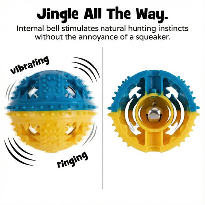 Argoswags Spiky Dog Ball with Internal Bell - Rigid TPR Durable Fetch Toy - Squeakless Rattle Sound - Hard Textured Dental Surface for Teeth Cleaning & Medium Large Breeds (3-Versions-in-1)