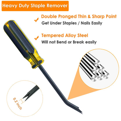VERCCA Upholstery Staple Remover - Staple Puller, Upholstery Tools Tack Lifter with Double Prongs Staple Remover Tool for Removing Staples, Nails or Tacks for Furniture Carpet Floor Carton