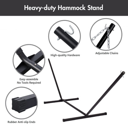 ANOW Double Hammock with Stand Included, 2 Person Hammock with Stand for Outside, 450 LBS Weight Capacity, Gray Cube