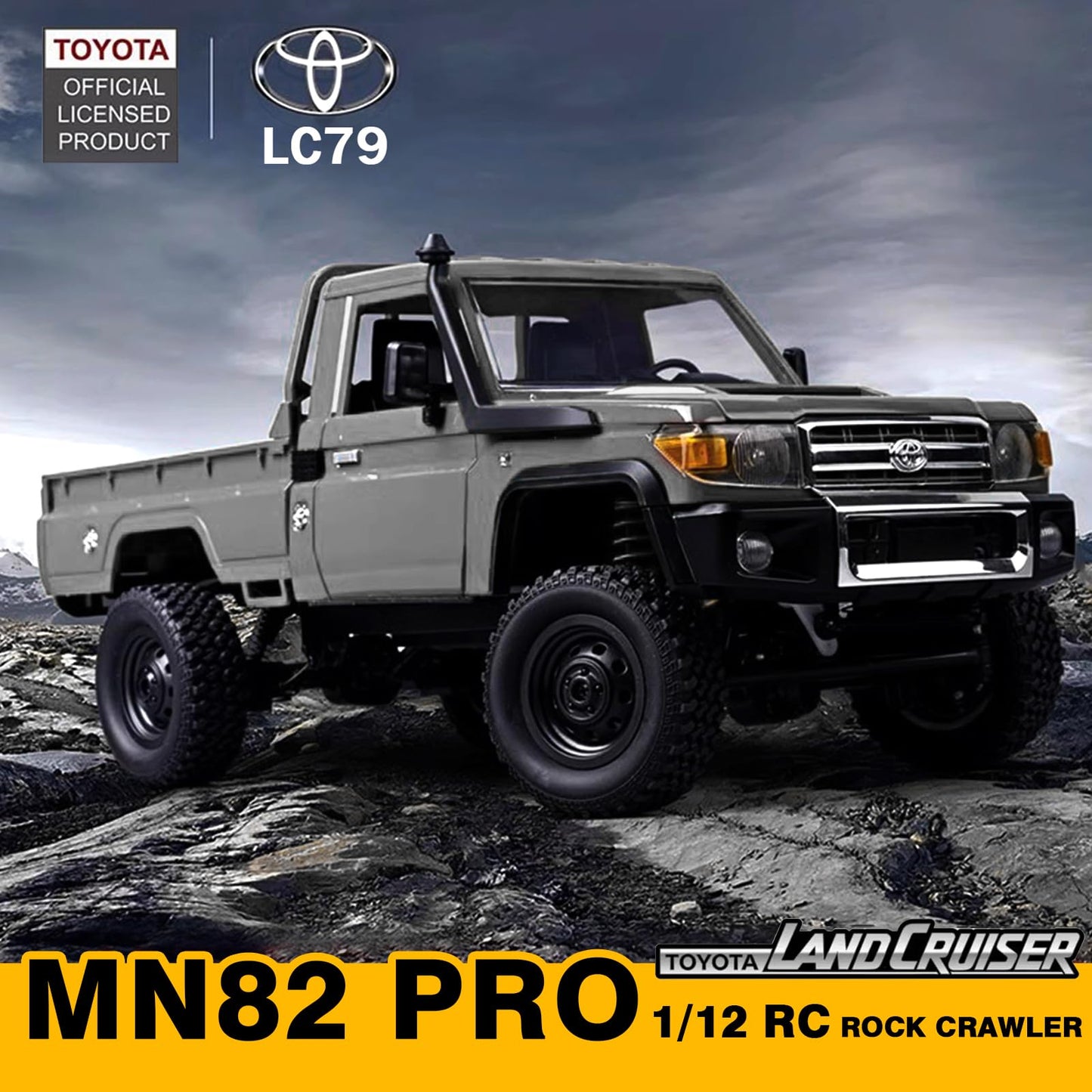 Upgraded MN82 PRO LC79 RC Rock Crawler, 1/12 MNRC RC Crawler 4x4 Toyota LC79 Off Road RC Pickup Truck, 4WD 2.4GHz RC Climing Car RTF with LED Lights for Adults