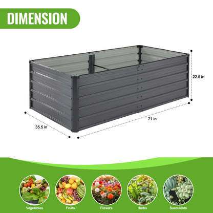 Backyard Expressions 6x3x2ft Outdoor Metal Raised Garden Bed, Deep Root Planter Box for Vegetables, Flowers, Herbs, and Succulents - Grey/Black