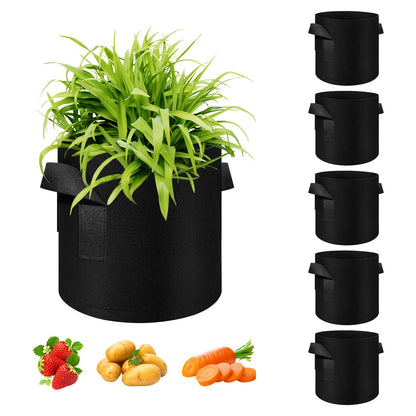AkiiGer 5/10/12/20/30 Pack 10 Gallon Grow Bags, Heavy Duty Thickened Nonwoven Fabric Pots with Handles, Plant Grow Bags for Vegetable/Flower/Plant/Fruits, Black