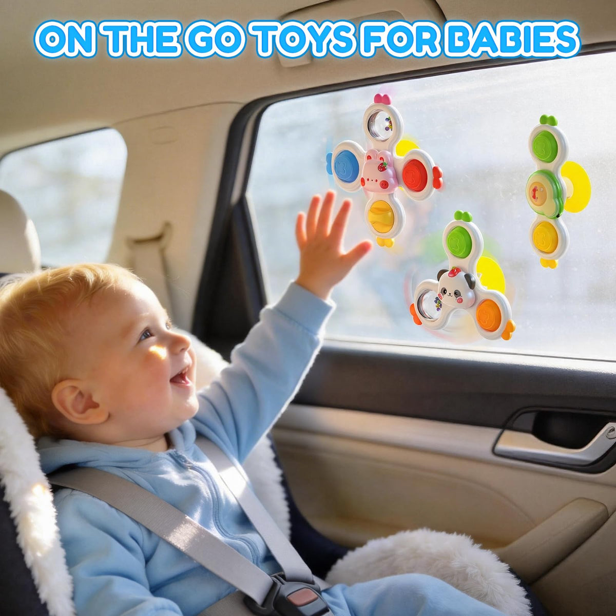 3PCS Suction Cup Spinners for Babies,Montessori Baby Bath Toys for 0-6-12 Months,Rattle Spinners for Toddlers 1-3,Sentory Toys for 1 Year Old Boys and Girls