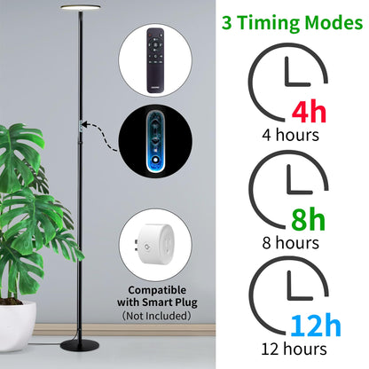 chiphy Grow Lights, 85" Full Spectrum Plant Light for Indoor Plants, 4/8/12H Timer, 40W Grow Lamp, 10 Dimmable Brightness, Height Adjustable, Ideal for Large Tall Plants